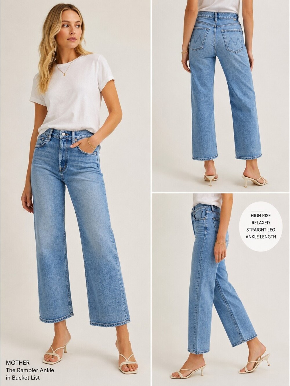 MOTHER The Rambler Ankle SUPERIOR Jeans 29 Bucket List Wash Button Fly